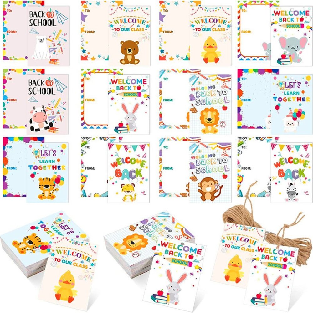 ✏️ 60-Pack DIY Back-to-School Gift Tags 🍎 with Twine for Crafts & Favors